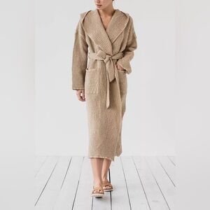 Urban Outfitters MagicLinen Waffle Hooded Bath Robe (S/M, Beige)